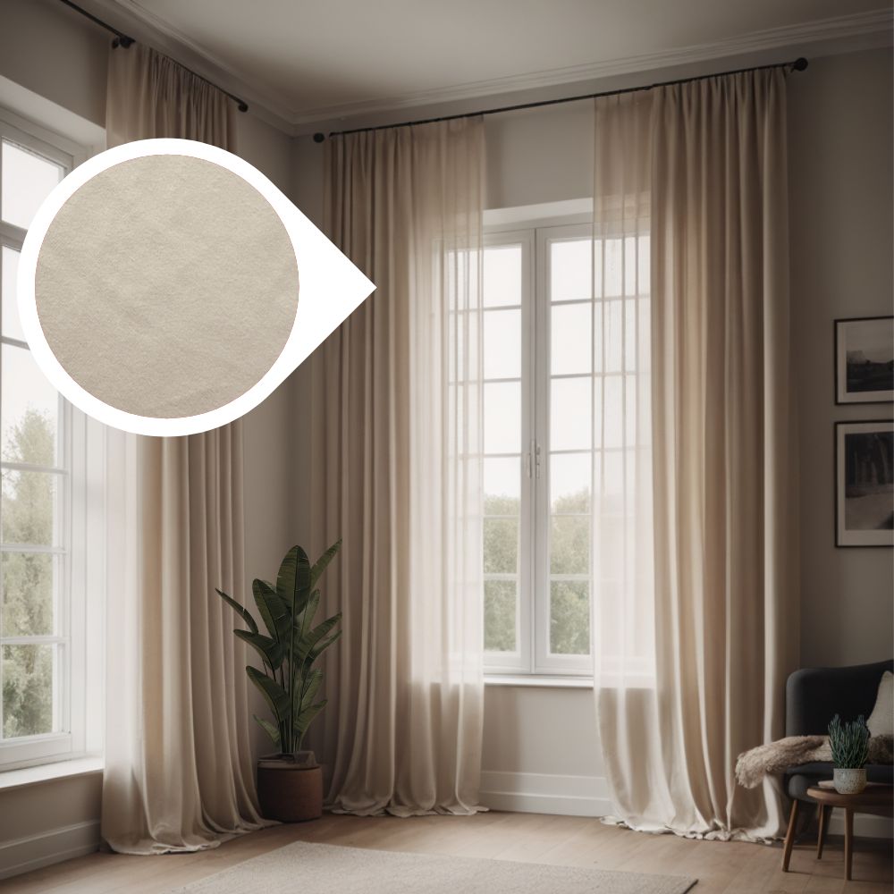 Dlhé béžové závesy Rosa do obývacej izby. Decointerier.sk