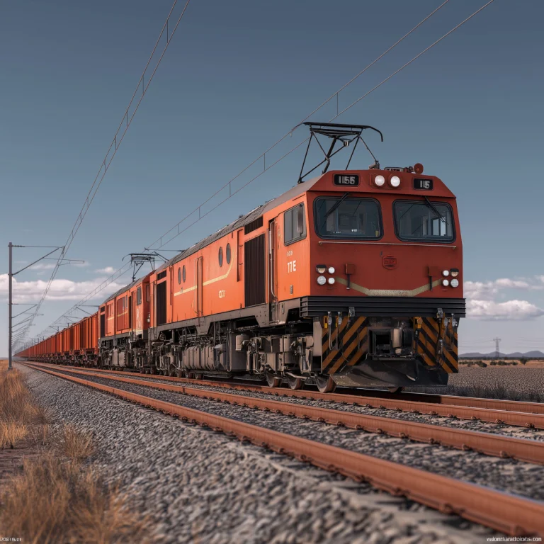 Heavy-haul ore train in South Africa with multiple locomotives