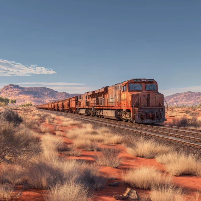 Longest iron ore train in Australian Pilbara desert