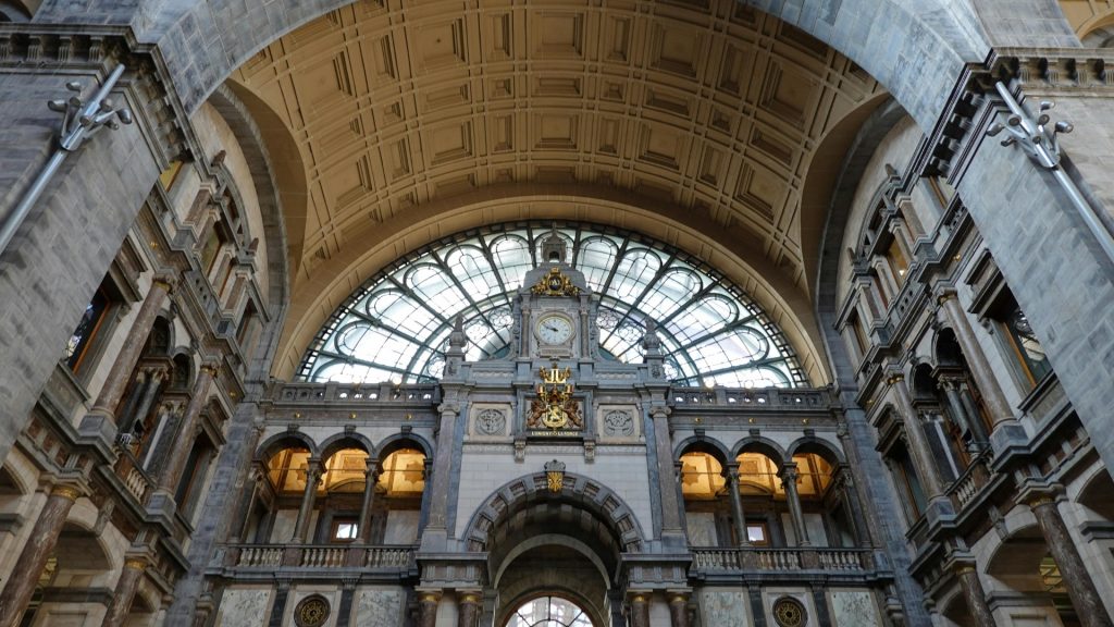 Antwerp Central Station exterior showcasing its historic architecture and grand dome, one of Europe’s most beautiful train stations.