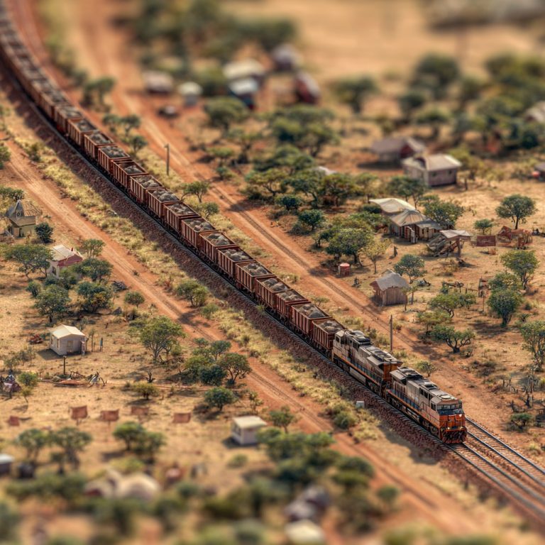 Sishen–Saldanha Ore Train crossing South African desert