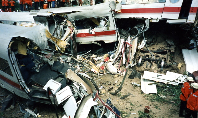 Eschede Germany ICE high speed train crash scene 1998