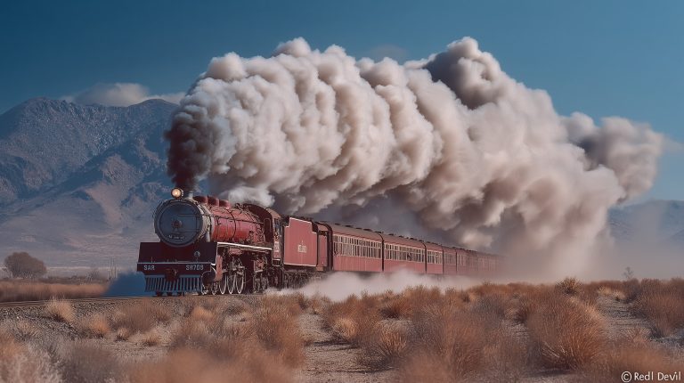 illustration of SAR Class 26 Red Devil steam locomotive, advanced steam engineering in South Africa